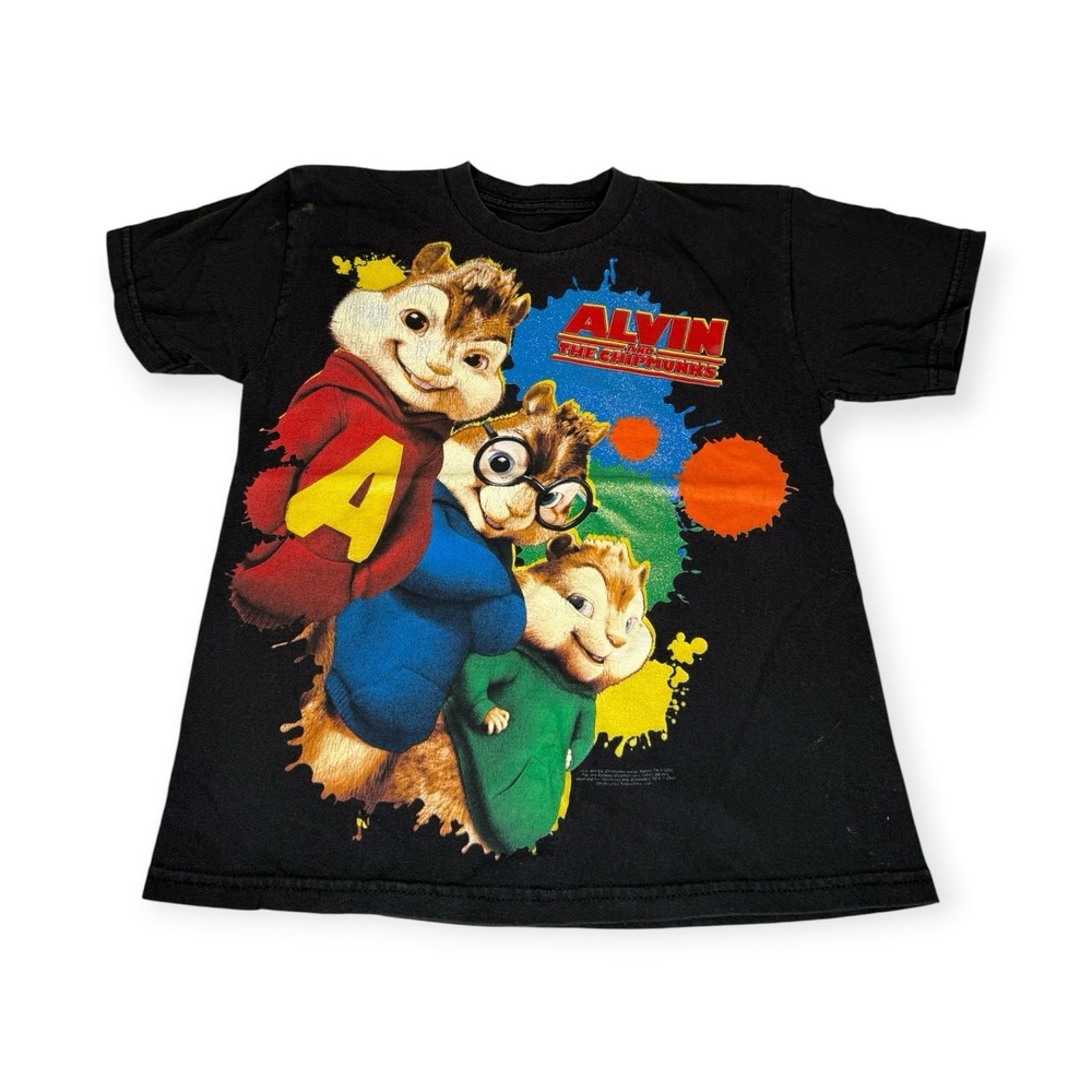 Alvin and the Chipmunks Boys Black Graphic T-Shirt M Crew Neck Short Sleeve